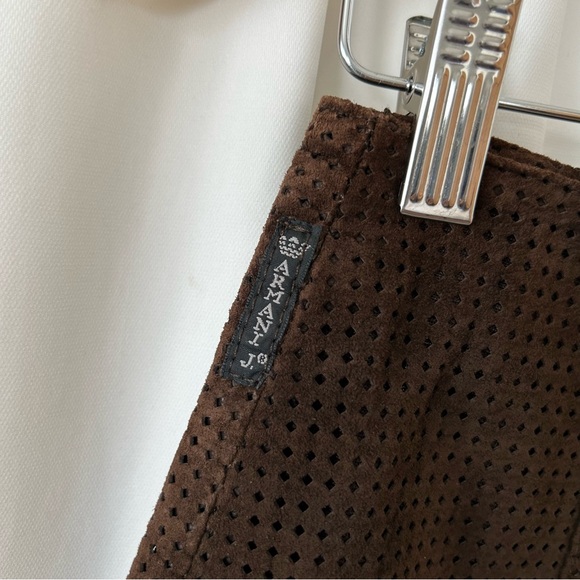 Vintage Armani Jeans Suede Brown mini skirt size 8 - Picture 8 of 15